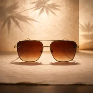 Stylish Brown Gradient Sunglasses with Gold Frame for Men and Women (M7391)