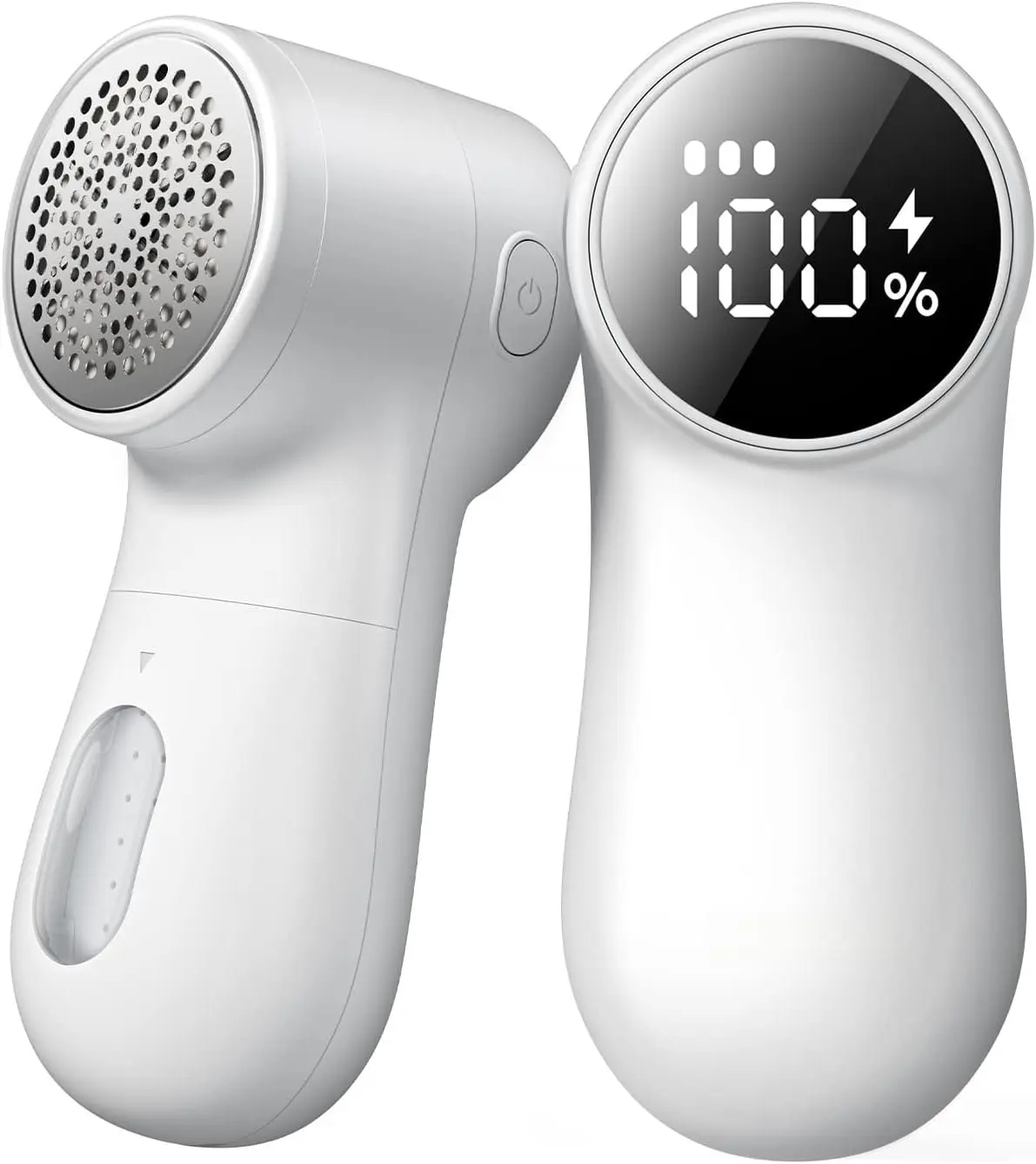 Fabric  Rechargeable Lint Remover 3 Speeds Sweater Defuzzer, Cute Digital Screen Large Storage 6-Leaf , Fuzz Pills Bobbles Trimmer for Clothes Furniture Bedclothes White 1 count