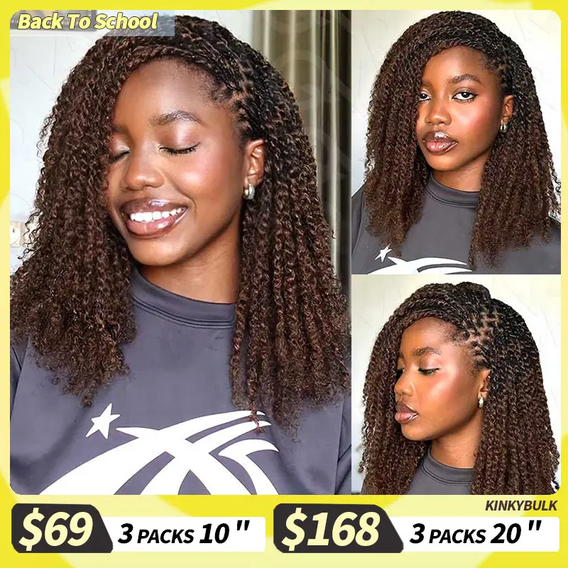 QVR 1 PCS Afro kinky Bulk Hair Extensions For Braiding Dreadlock Human Hair Outdoorfun Lace Closure Wigs Lace Frontal dealsforyoudays #SummerWins #DealsForYouDays