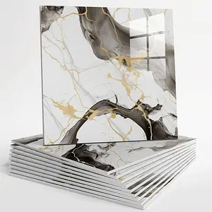 20pcs Waterproof Marble Tile Wall Panels, 11.8"x11.8" Adhesive Backsplash Tiles, PVC Wall Panels for Bathroom, Kitchen, Living Room Shower, Marble Backsplash Wallpaper