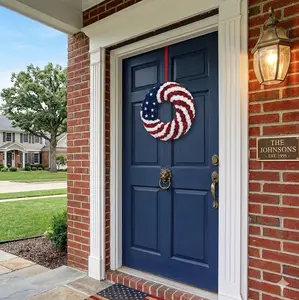 Patriotic Wreath for Front Door, 4th of July Independence Day Decorations, Red White and Blue Memorial Day Rose Flower Wreath for Home Apartment Window Decor,Rose Flower Wreath for Front Door, Bedroom, Apartment Inside Door Decor