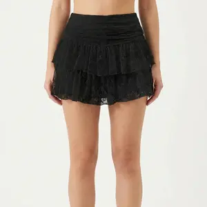 Tiered Pleated Cake Skirt Summer Beach A-Line Flowy Short Skirt for Girls