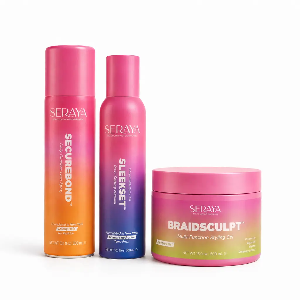 The Full Crown Routine Haircare Kit, Unisex Ultimate Lace Bond Mousse & Gel, Long-Lasting Hold Mousse for Hair Styling, 10.1Oz, 16.9Oz, Bottle, Twist Hairstyle Mousse & Gel