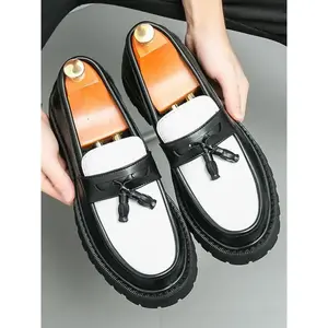 Men's Business Colorblock Tassel Design Loafers, Fashionable Comfortable Slip-on Shoes for Daily Wear, Lightweight Breathable Shoes for All Seasons