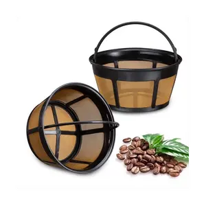 Reusable Coffee Filter, Basket Coffee Filters 8-12 Cup Replacement Coffee Filter with Stainless Steel Mesh Bottom