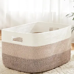 Blanket Basket,Rectangle Woven Baskets for Storage,65L Laundry Basket for Decorative Nursery Blanket,Toys,Dirty Clothes and Magazine in Shelves,Baby Room,and Living Room