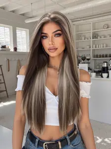 13*6 HD Transparent Lace Front Wig | Glueless Half Wig & Easy to Wear | 28In Piano Color | Heat Resistant Synthetic Hair | Breathable Cap with Tiny Hand-Tied Knots | Perfect for Daily Looks & All Occasions | Lace Braiding Wig | Glueless HD Wigs