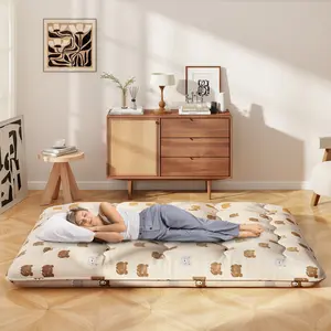 COSTWAY Japanese Floor Mattress, 4 Inch Futon Mattress with Washable Cover & Storage Bag, Foldable Roll up Mattress Tatami Mat, Portable Sleeping Pad for Camping, Dormitory, Twin/Full/Queen/King