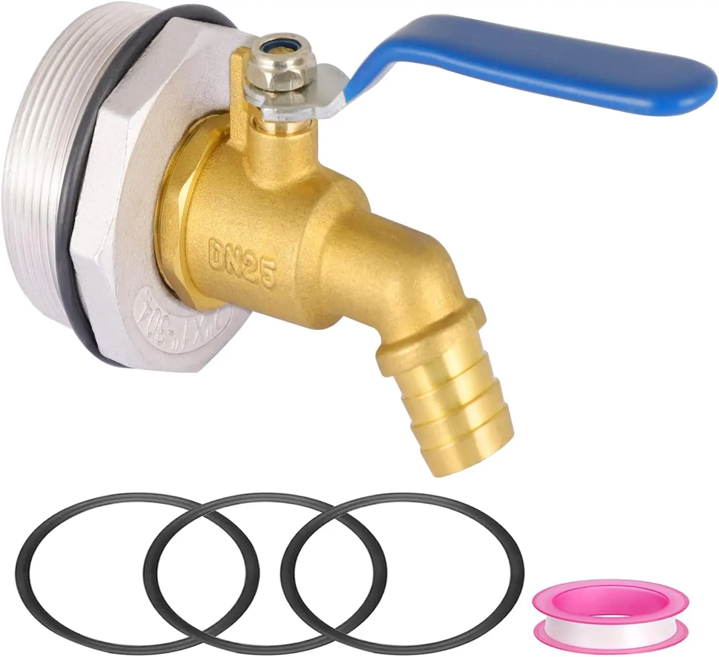 2" Drum Faucet 1 inch Brass Barrel Faucet for 55 Gallon Drum, 55 Gallon Steel/Plastic Drum,rain Barrel Faucet, with EPDM Washer