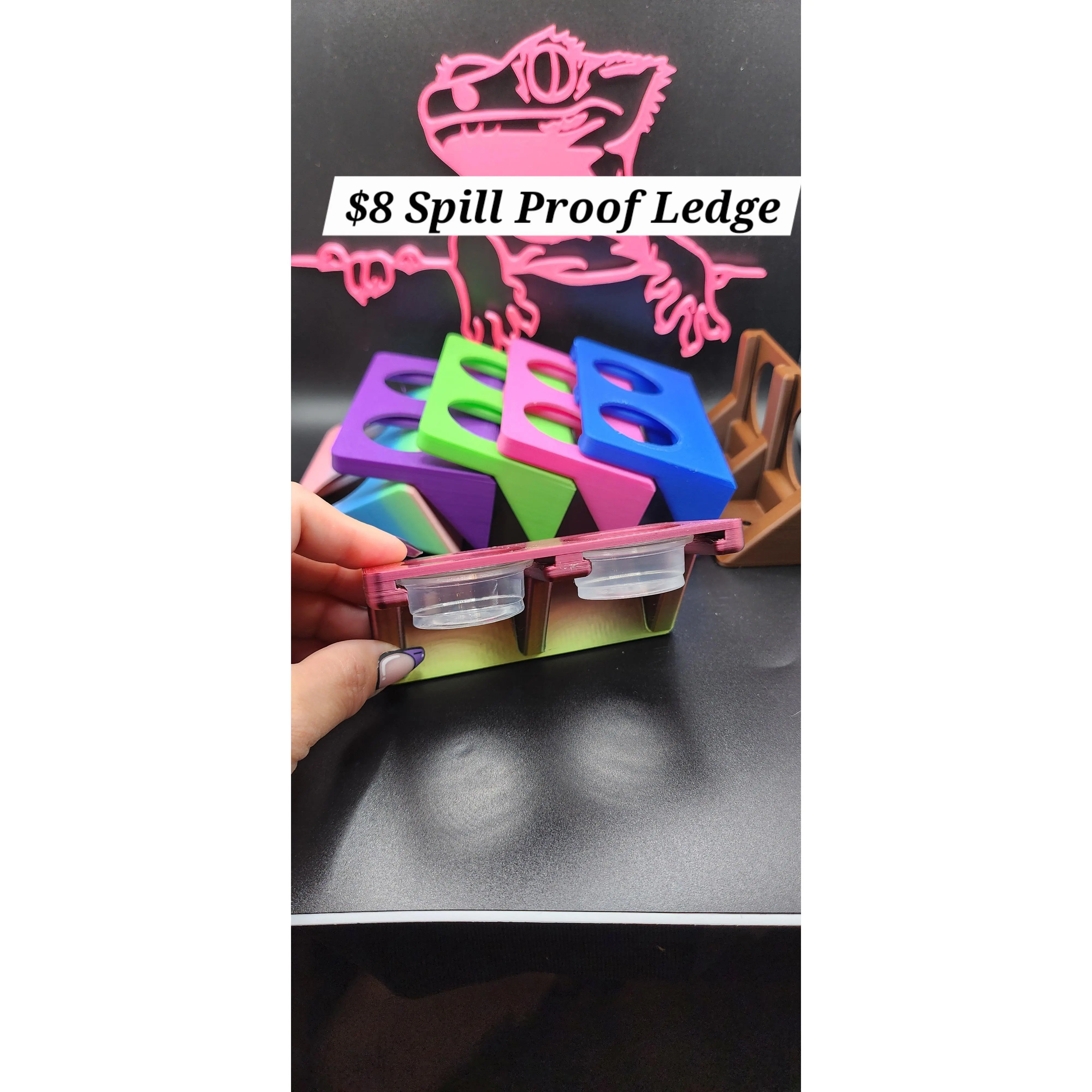 Galactic Scum No-Spill Suction Cup Gecko Feeding Ledge with 2 Feeding Cups (0.5 oz)
