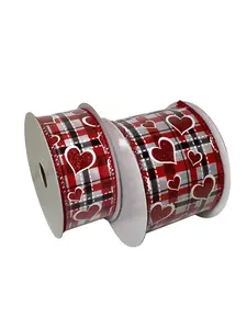 Plaid Hearts Ribbon