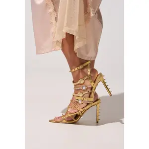 AKIRA GOLD SYDONIC GOLD WATCH STILETTO SANDAL
