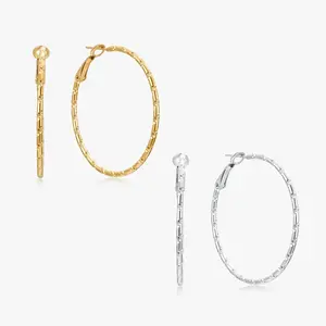 Thin Bamboo Large Hoops