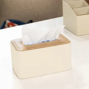 Luxury Rectangle Tissue Box Cover, Faux Leather Tissue Holder, Stylish Tissue Box Holder, Decorative Tissue Box Cover for Livingroom Bedroom Table Desk Office