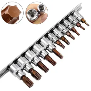 11Pcs T10-T60 Socket Kit Hex Wrenches Nut Driver Drill Bit 3/8" 1/4" Star Tools