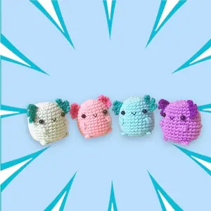 Crocheted axolotl keychain