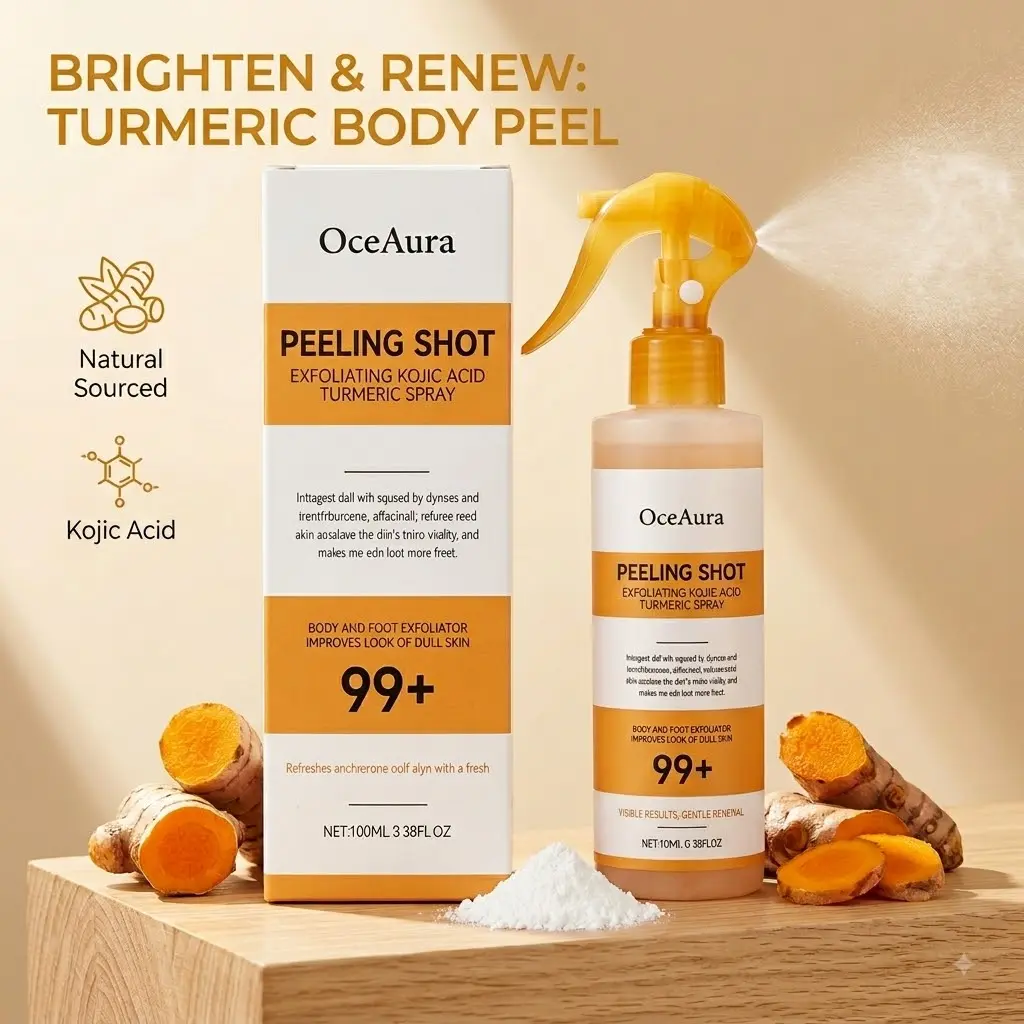 Kojic Acid & Turmeric Exfoliating Spray, Body Exfoliant, Body Exfoliator, Moisturizing Body Cleanser, Gentle Skin Care for Most Skin Types Including Sensitive Skin