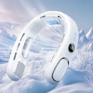ventilador Portable bladeless wearable Neck Fan Mini Neck Cooler Bladeless Hanging Neck Fan 4000mAh USB Rechargeable Ice Cooling fan with LED Digital Display