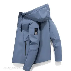 Laicai Men's  2025 Autumn New Casual Hooded  Fashion Outdoor Wear Christmas Clothes Menswear Long Sleeve Coats Slim Denim Jacket warm windproof style winter cotton coat trench puffer