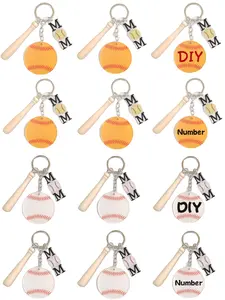 Baseball & Bat & Number Pattern Keychain, Baseball Themed Keychain for Men & Women, Fashion Accessories for Daily Use, Trendy All-match & Exquisite Keychain for Birthday Gift