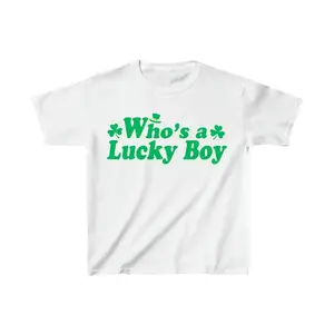 Who's A Lucky Boy Y2K, St. Patrick's Day  Tee Women's Style Cotton T-shirt.  Tee not Croptop