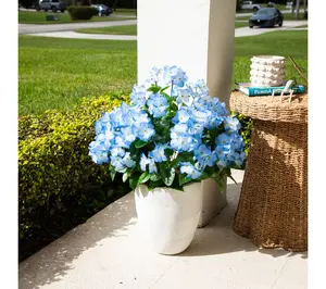 Nearly Natural 19-in UV Resistant Hydrangea Bush  - Set of 3