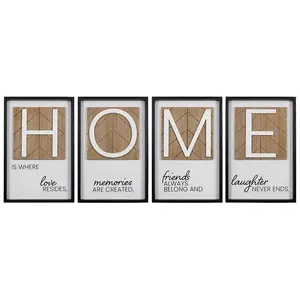 Young's Inc. Wood Country HOME Wall Sign, 4-Piece Set