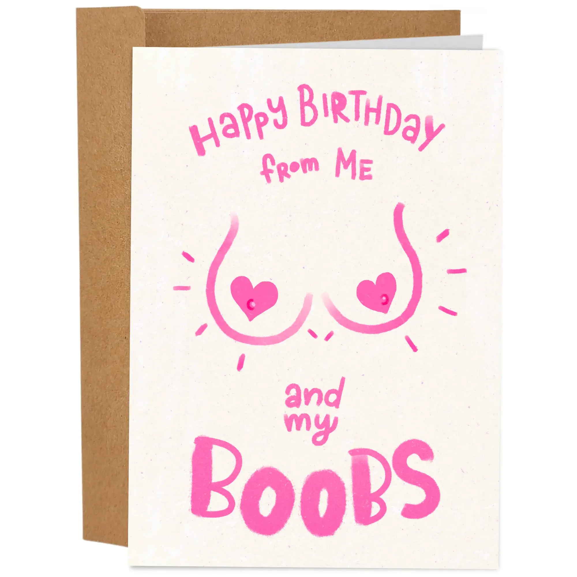 From Me and My Boobs Funny Birthday Card, Cheeky Birthday Greeting Card, Hilarious Adult Humor Card for Boyfriend or Husband