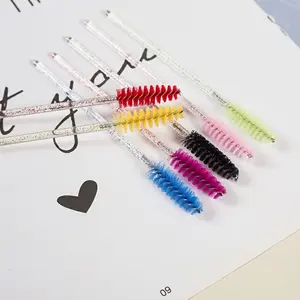 50pcs Colorful Crystal Rod Eyelash Comb & Makeup Brush Set, Dual-Use Spiral Lash Extender Pen, Multi-Functional Beauty Tool Kit