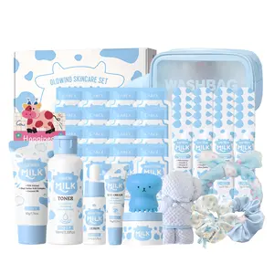 Milk Skincare Set - Skincare For Girls 10-12 - Skin Care For Kids With Milk Cleanser,Serum,Face Cream,Toner,Eye Cream,Hand Cream,Lip Balm,Washbag, Kids Face Wash Set Girls Skin Care For Kids Gentle All Skin Types