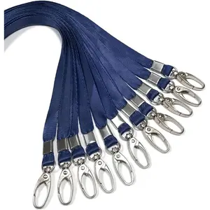 50 count Lanyards Navy Blue Lanyard for Id Badges Nylon Lanyard Bulk Clip Swivel Hook for Office Id Badges Key Chains
