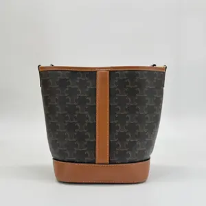 Pre-owned Celine Canvas Coated Crossbody Bags Triomphe Coated Brown Canvas Small