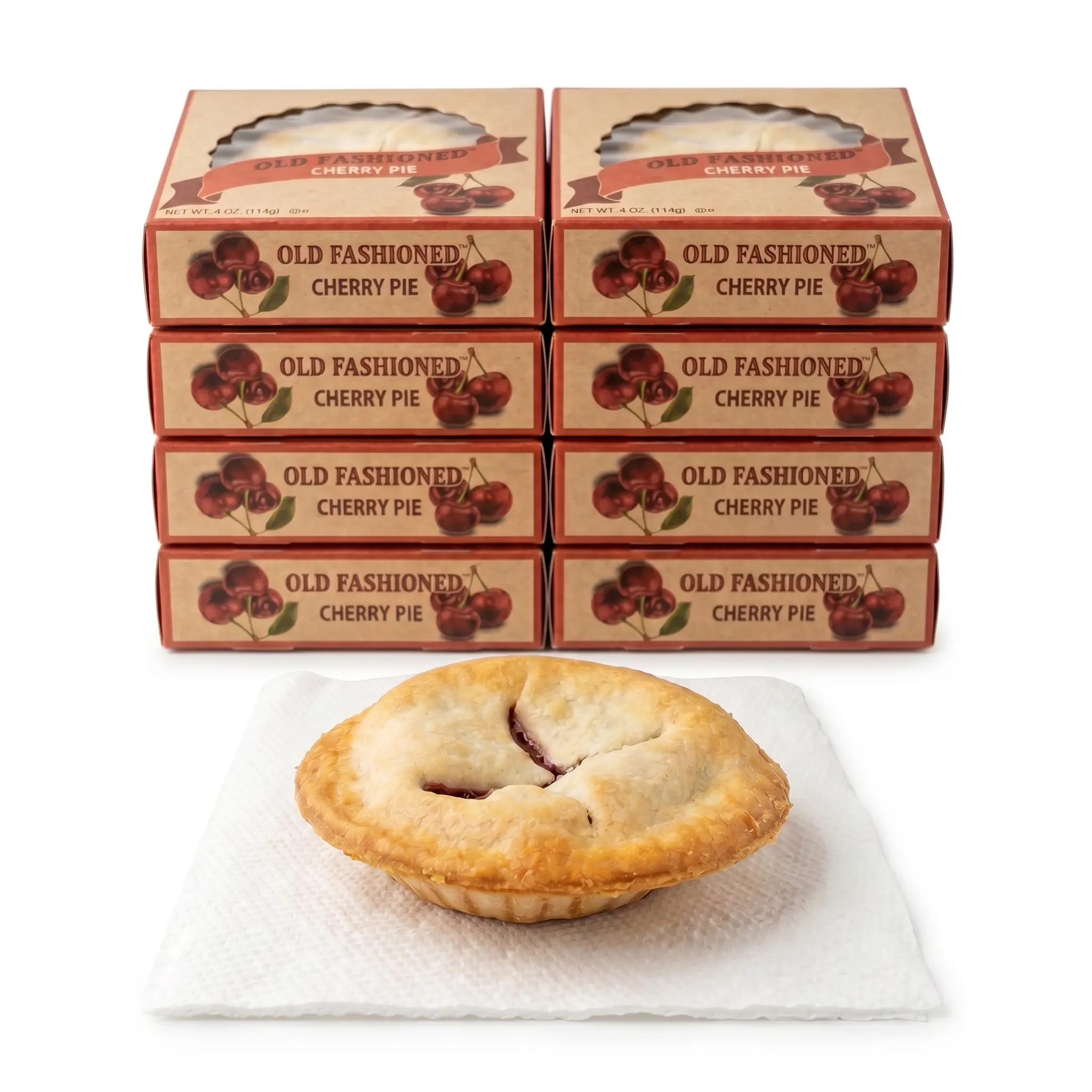 Old Fashioned 4" Mini Snack Pies, 8 Pack, 4 oz Baked Fruit Pies, Choose Cherry, Apple & More