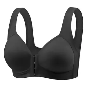CHICIDOL Seamless Front Closure Bra For Women Solid Wire-Free Push Up Bralette Full Coverage Fixed Cups Comfortable Underwear