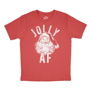 Toddler Funny T Shirts Jolly AF Sarcastic Santa Claus Graphic Novelty Tee For Young Kids Funny Toddler Shirts Christmas Apparel for Toddler Childrens Graphic Tees Red -