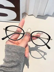 Korean Fashion Plain Glasses, Eye Protection for Phone TV Computer, Casual Metal Frame, Decorative Lens, All Seasons