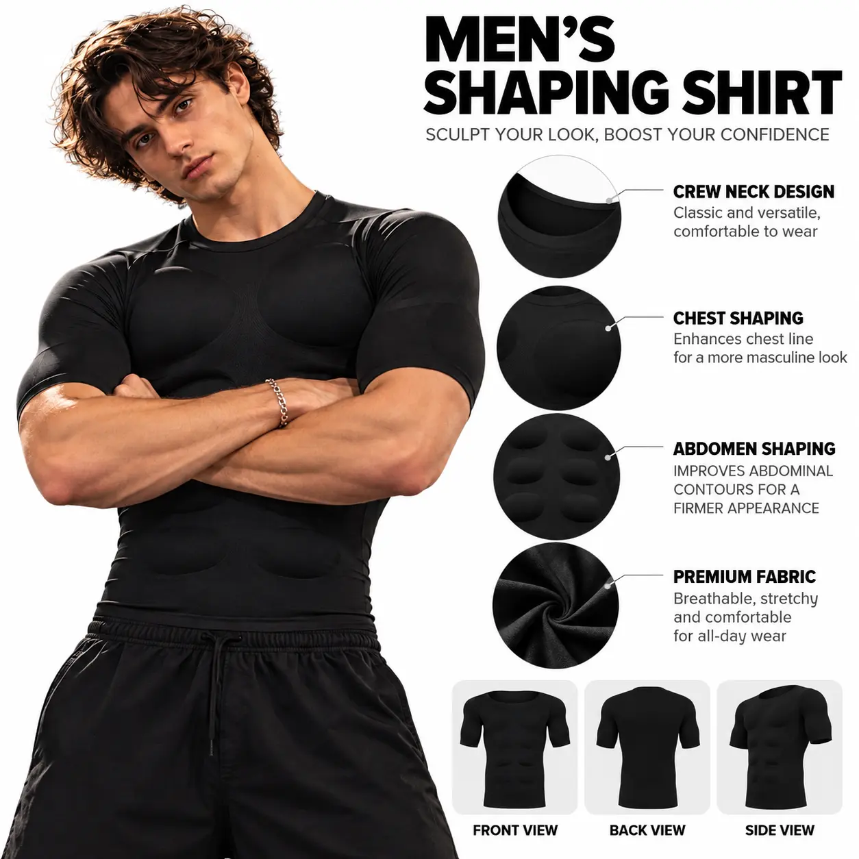 Seamless Padded Shoulder Enhancers – Men’s Muscle-Building & Shaping Undergarment for Cosplay and Everyday Wear