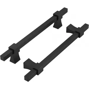10 Pack Adjustable Black Cabinet Pulls 1-3/8" to 4" (35-102mm) Adjustable Hole Distance Drawer Pulls