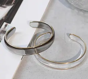 Transparent Resin Open Bangle - Lightweight Design with Simple Loop Closure - Ideal for Everyday Wear