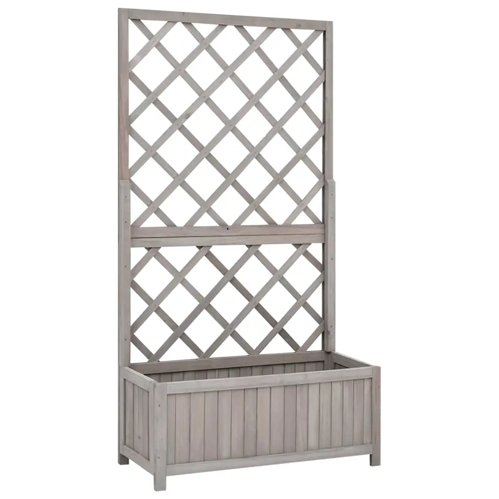 vidaXL Planter, Flower Box, Trellis Raised Bed, Outdoor Planter for Patio Backyard Garden Balcony Porch Vegetables Herbs, Gray Solid Firwood 316490