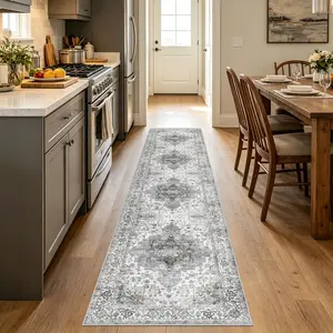 2'x10.6' Vintage Persian Runner Rug,Distressed Persian Runner Rug,Vintage Washable Non-Slip Suede Floor Carpet for Long Hallways & Kitchen