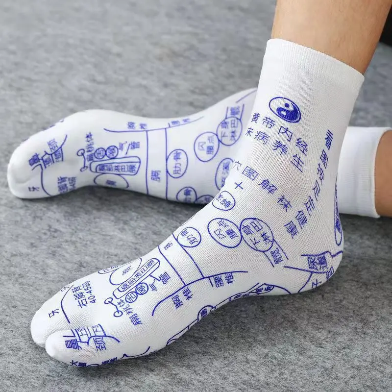 'Cotton Japanese Accupressure Socks' Sweat-absorbent Mid-calf Length