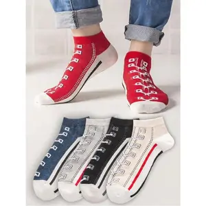 Men's 5-Pack Cotton Graphic Ankle Socks Breathable Lightweight Casual Comfy with Anti-Theft Design Stylish Tubesocks for 2026 Summer Casual Wear Operator-Approved Comfort Menswear