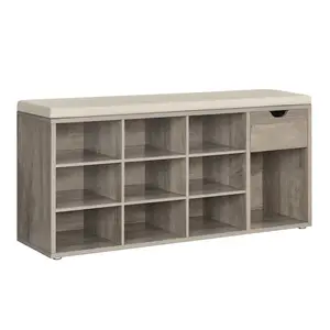 VASAGLE Storage Bench, Entryway Bench with Cushion, Drawer and Open Compartments