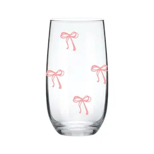 17 oz Bow Pattern Highball Glasses, 1/4 Pack Tall Glass Sets, Lead-Free Crystal Glass Drinking Glasses. Water Glasses, Mojito Glass Cups, Tom Collins Bar Glassware, Mixed Drink Cocktail Glass Set, Vibrant Glass Cups