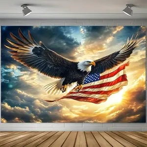 1PC,2D Flat American Flag Eagle Themed Photography Backdrop, Festival Event Decorative Tapestry, Independence Day Party Photo Background, Room Decoration Hanging Cloth, Bedroom Wall Decor