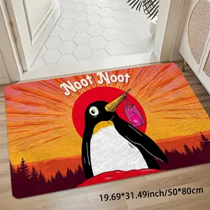 Cute Cartoon Penguin Noot Noot Rug, Premium Velvet 8mm Thick Non-Slip 850gsm Carpet, Machine Washable Soft Durable Floor Mat for Entryway Living Room Bedroom Kitchen Bathroom Office Outdoor Porch Playroom Camping Garden Welcome Mat Home Decor Gift Rug Mat