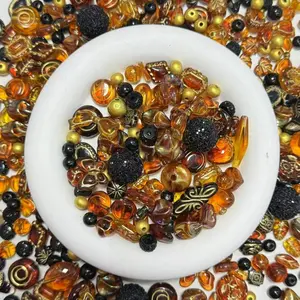 Amber Color Beads Meillard Vintage Style DIY Accessories, Multi-Shape Handmade Party Decorations, Craft Supplies