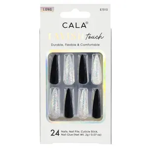 CALA Lavish Touch | long Stiletto Black/White Press On Nails