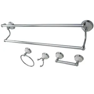 212 MAIN 4-Piece Victorian Bathroom Hardware Set with Metal Lever Handle, Polished Chrome, Decorative Bathroom Decor Accessory